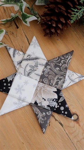 how to make a large folded star Christmas decoration 🌟 using for strips of fabric measuring 30” x 8” A longer tutorial this time, but I didn’t want to miss any steps! no sew Christmas craft, also known as a Scandinavian star ornament, this one it’s twice the usual size! Finished size of 8” 🎄 #christmascrafts #fabriccraft | What Kimberley Makes