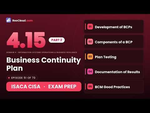 ISACA CISA 4.15 - Business Continuity Plan (Part 2 of 2) - Exam Prep