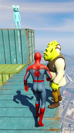 GTA V Shrek DESTROYS Spiderman 😲 #shorts