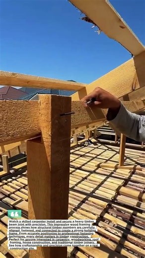 Precision Timber Beam Joint Installation #TimberFraming #Carpentry #Construction