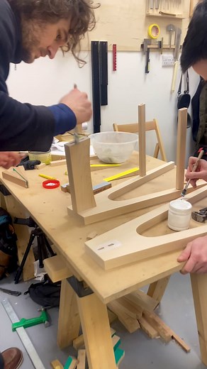 Our 2 term Designer Maker students have just about finished the new stool set project and they’re looking great! This project represents a turning point in the course, allowing our Designer Maker students to apply their hand skills to a different kind of challenge, a complex and rewarding build. The high stool is not just a piece of furniture; it is a lesson in fine joinery and precise shaping, blending traditional craftsmanship with the strategic use of woodworking machinery. At this stage, the