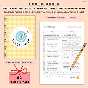 Printable Goal Planner Bundle | Undated SMART Goal Setting Kit | Habit Tracker & Vision Board PDF A4 A5 Letter | Fillable Goal Action Plan - Etsy Canada