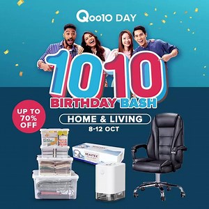Home & Living 10.10 Birthday Bash Sale is here! 🏠 Don't miss exclusive timesale deals, bundle deals & storewide discounts! 🤩 #Qoo10sg #LivingFair #DreamHome | Qoo10