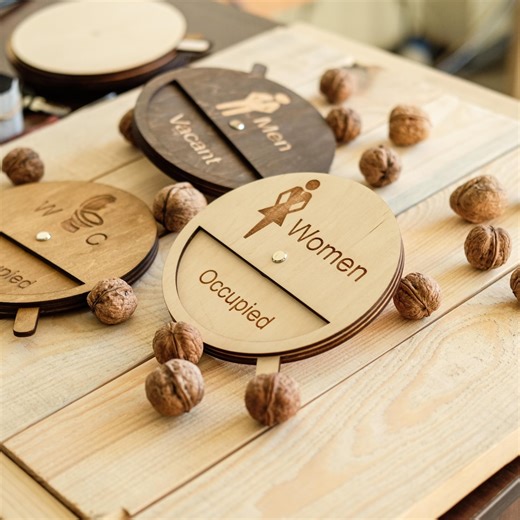 Powder Room Sign, Toilet Door Plate, Vacant Occupied Bathroom, Water Closet Sign, Ladies Man WC Icons - Etsy