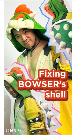 Kei Mak on Instagram: "It’s been a while I wore the Bowser Kigurumi. The original is nice, but I always didn’t like how deflated the spikes, shell and tail looked. So I used my cosplay craft skills to fixed it. A mini DIY project! 😛 I filled every spike with some cushion paddings and sealed them off. Then I created 2 separate bags to fill up the rest of the shell. I love the final result, finally a koopa shell that looks great, soft and lightweight! 💛🧡❤️💚🖤 #kigurumi #bowser #bowsercosplay #