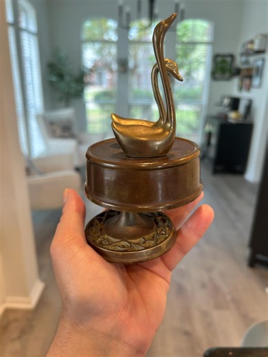 Vintage Copper & Brass Swan Music Box – Rotating Swans - Etsy