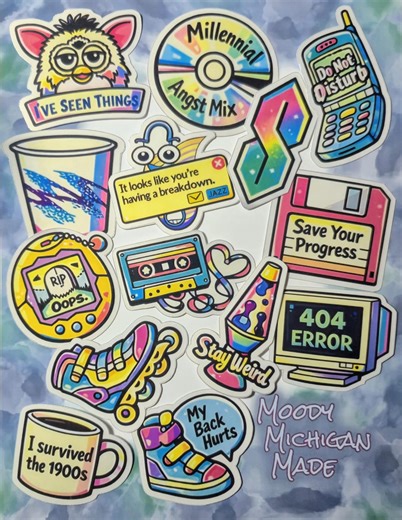Y2K Nostalgia Sticker Set – Millennial Throwback Tech, Funny 90s Vibes - Etsy