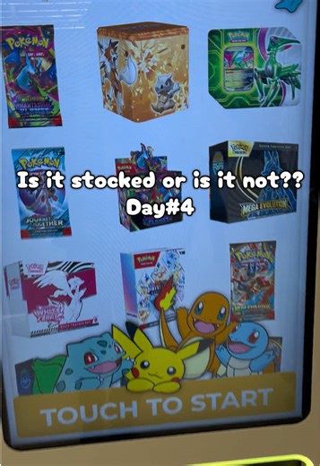 Is it stocked or is it not?? Vending machine Day 4 #pokemon #pokemoncards #vendingmachine