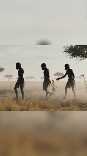 On a dry, grassy plain, three figures walk together. Their eyes are fixed on the sky, watching birds in flight. What do they see up there? #Nature #Wildlife #ancienthumans #primitivecivilization #prehistoricearth #homoerectus #homohabilis #sapiencinema | Sapien Cinema