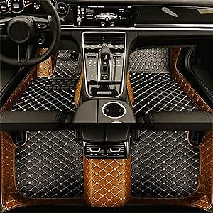 Custom Car Floor Mats Compatible with Audi BMW Mercedes-Benz Chevy Cadillac Honda Toyota Lexus Infiniti Nissan Hyundai kIa Mazda 2003-2024 (25,Light Brown and Black Beige)