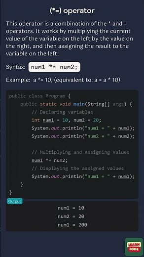 (*=) operator (Assignment Operators in Java)