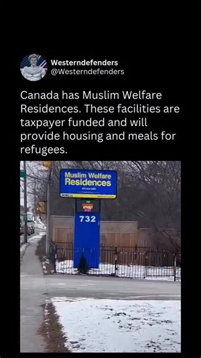 Westerndefenders on Instagram: "Canada used to pride itself on fairness: hard-working families paying taxes, building a safe, cohesive nation for everyone. Now? Taxpayer dollars fund special ”Muslim Welfare Residences” in places like Whitby, Ontario. Transitional housing, meals provided, targeted support for women and families, often newcomers and refugees. The Liberal government keeps importing large numbers of Muslim refugees, then sets them up with government-backed housing and services while