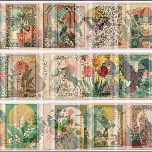 Folk Art Prints Set of 100, Hummingbird, Lily of the Valley, Scandinavian Folk Art, Polish and Mexican and Folk Art, Whimsical Nature Decor - Etsy