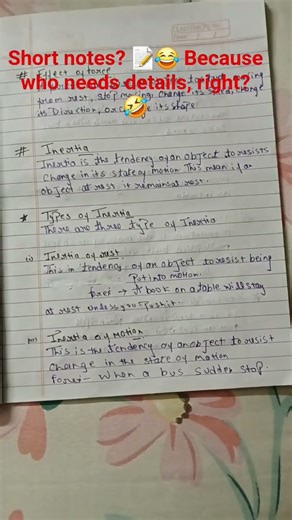 😍notes of class 9 physics chapter 2 . forse and law of motion