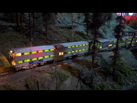 Metra Commuter Train Running at Night, HO Scale Operations at Colorado Model Railroad Museum