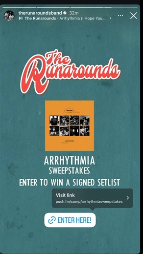 Arrhythmia sweepstakes🤘🏽 @The Runarounds ends 2/20/26 at 10am EST @William Lipton @axelellis4 @geskle #therunaroundsband #therunarounds #arrhythmiasweepstakes2026 #theminivantour #arrhythmia https://push.fm/comp/arrhythmiasweepstakes