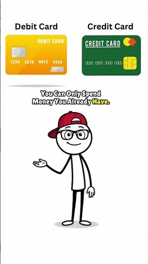 Debit Card or Credit Card 💳 What's the Difference? #howtoearnmoney #MoneyTips #EducationalShorts