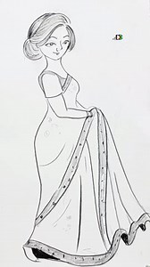 20K views · 127 reactions | Easy drawing of a girl in saree #drawings | Drawing Book | Facebook
