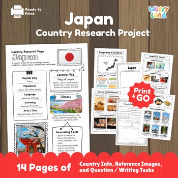 JAPAN Country Research Project | Asia Printable Geography Worksheets