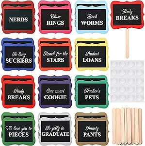 24 Set Graduation Candy Buffet Labels Grad Party Table Candy Bar Signs with Sticks and Stickers Sweets Dessert Food Label Decorations for 2026 Graduation Party Supplies