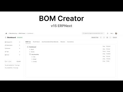 Multi-level BOM Creator | ERPNext v15