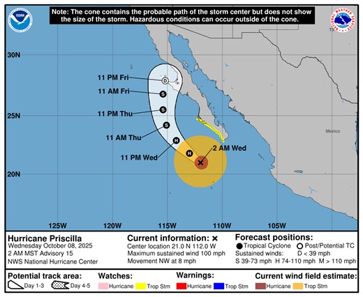 Where is Hurricane Priscilla headed? See path tracker, forecast