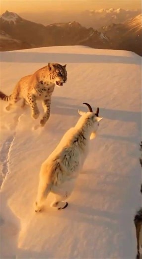 Nobody Expected This! Smart Move by the Mountain Goat 🐐🐆#wildlife #animals