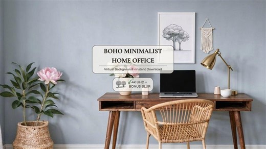 Zoom Background Home Office Boho Minimalist | Virtual Backdrop for Teams & Meet | Video Calls - Etsy