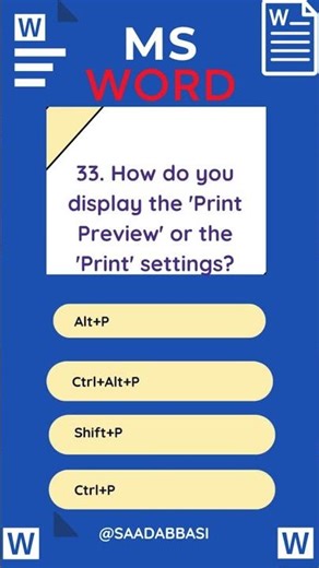 How do you display the 'Print Preview' or the 'Print' settings #microsoftoffice