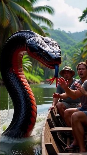 Monster Black-Red Snake Rises—Panic Explodes! #shorts