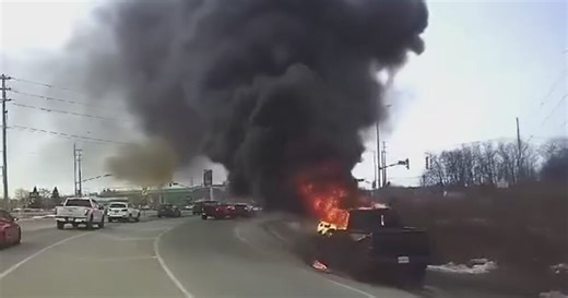 Truck fire caught on camera in Barrie