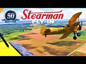 Stearman Biplane Aircraft - WWII Warbirds - 50th Anniversary Fly In Air Show