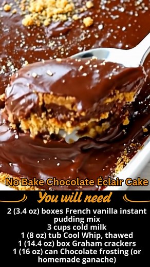 No Bake Chocolate Éclair Cake #fblifestyle | Sophia’s Easy Recipes
