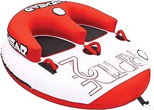 Airhead Riptide 2 Towable 1-2 Rider Tube for Boating and Water Sports, Kwik-Connect Tow and Two Patented Speed Safety Valves for Easy Inflation and Deflation
