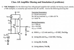 Class ab push pull amplifier with vbe multiplier
