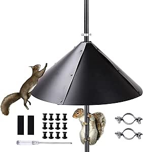 19 Inch Large Squirrel Baffle for Bird Feeder Pole, Guards for Outdoor Feeders, Shepherd's Hook Black 1 Pack