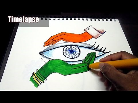 Creative drawing (Happy Independence Day) for kids\\ Time lapse