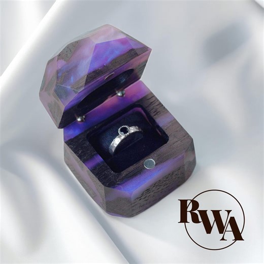 METEORITE – Purple Resin Ring Box as Unique Sentimental Gift. Wooden Engagement Ring Box. Custom Valentines Gift for Wife - Etsy Canada