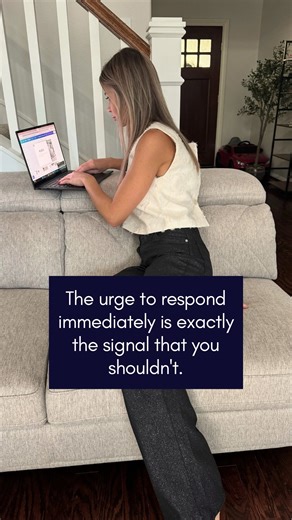 Monika Kalman | High-Performance Mindset Coach on Instagram: "If you want to think the clearest, not respond the fastest, you cannot be available to every message the second it arrives. And I’ll tell you why. It makes you more regulated under pressure. A 2-hour buffer does 3 things: It filters fake urgency from real urgency. It forces better systems instead of constant escalation. It protects your nervous system from unnecessary spikes. If everything feels urgent in your world… You don’t have a