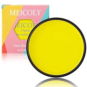 MEICOLY Yellow Face Body Paint, 30g/1.05oz Water Based Washable Body Paint for Halloween Lion Tiger Cosplay Makeup, Single Face Painting for Adults and Children