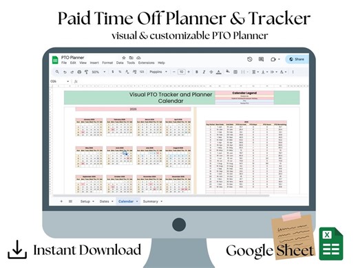 PTO Tracker Google Sheets Template | Digital Time off & Vacation Planner (instant Download) - Etsy