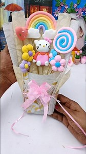 DIY Hello Kitty Clay Bouquet | Cute Rainbow Clay Flowers | Miniature Clay Gift Idea