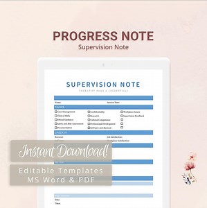 Supervision Note Template for Supervisors, Pre-licensed Therapists, Counselors, Psychologists, Social Workers | Fillable PDF | Word Template - Etsy