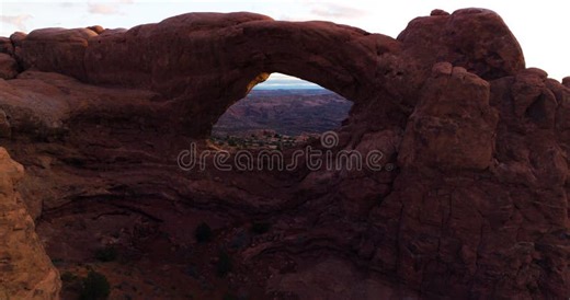 Scenic Aerial View of North Window Arch at Sunrise in Utah Stock Video - Video of desert, geology: 450094617