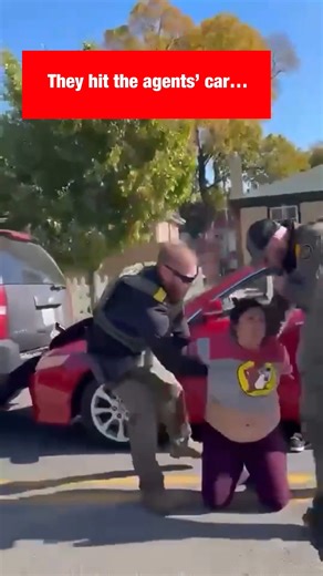 A car hits DHS vehicles, and agents move in fast as a woman yells from nearby - Multiple fights break out... Watch the FULL video in the first comment... | United Veterans Alliance