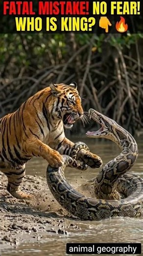 TIGER VS GIANT PYTHON: The Fatal Mistake! 🐯🐍😱 (2K 60FPS) #shorts #wildlife