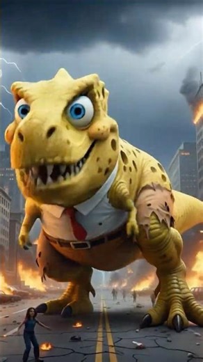 T-Rex Versions of SpongeBob Characters! 🦖🔥 | Epic Cartoon Mashup #shorts #spongebob