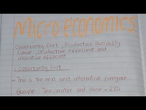 Production Possibility Curve, Opportunity Cost, Productive efficiency, and allocative efficiency.