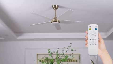 White and Gold Ceiling Fans with Lights and Remote Modern 52 Inch Ceiling Fans for Living Room Bedroom 5 Blade Energy Efficient DC Motor 6 Speeds 3 Light Colors