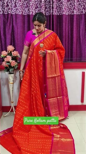 Vintage pure Kollam Pattu Sarees Rs4400/-ph7989797605‪@Madhavi_saree_selections‬ #kollam #pattu